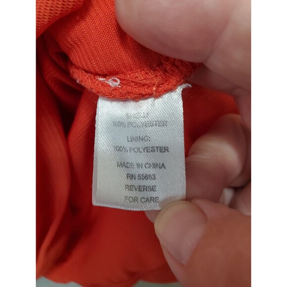 For Cynthia Petite Orange V-Neck Tiered Mesh Cap Sleeve Shirt Size PM - Picture 5 of 6
